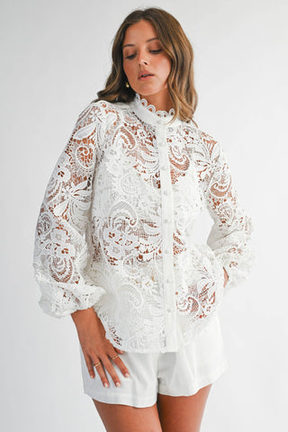 Lace Button-Up Blouse