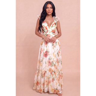 Sienna Floral Lace-Up Maxi Dress