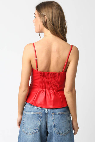 Stacy Faux Leather Peplum Top