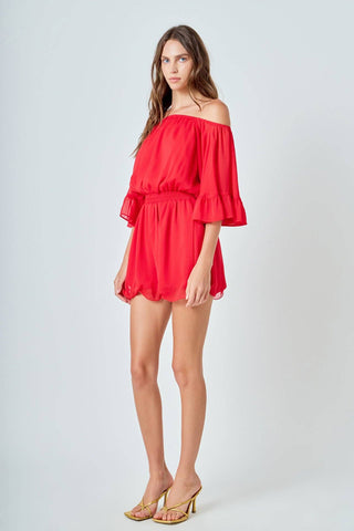 Ruffled Sleeve Romper