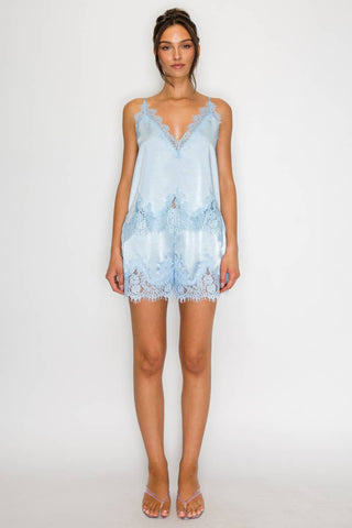 Lace Satin Camisole and Short Set