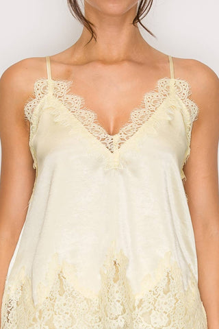 Lace Satin Camisole and Short Set