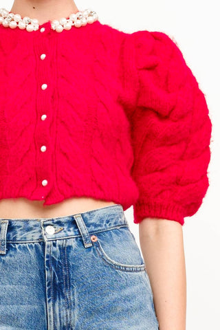 Rue Red Pearl Cardigan Sweater