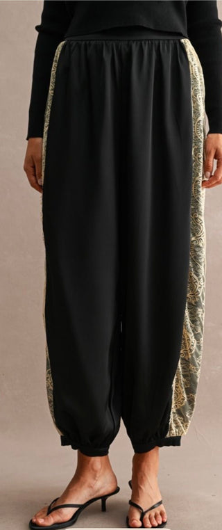 Noir Chantilly Satin and Lace Pants