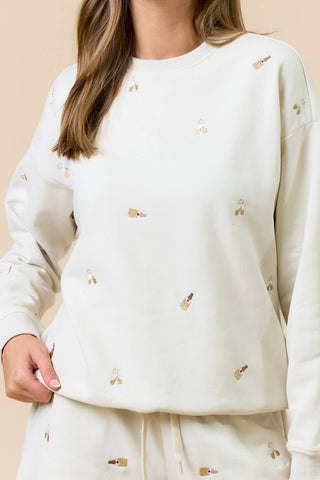 Pop the Bubbly Embroidered French Terry Set