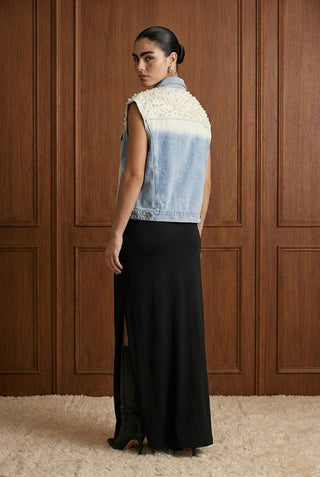 Pearls & Provenance Pearl-Encrusted Gradient Denim Vest