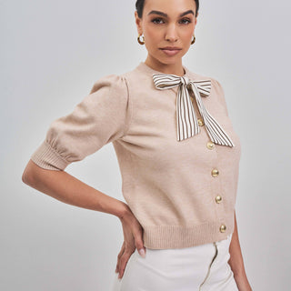 Nantucket Satin Tie Neck Cardigan