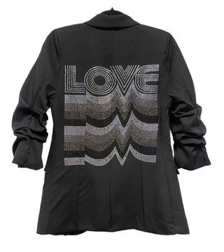 Gunmetal Love Repeater Black Ruched Sleeve Blazer