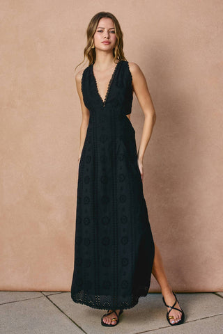 Stolen Moments Plunging Cutout Maxi Dress