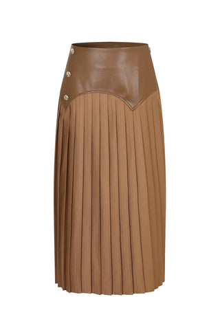 Bordeaux Pleated Faux Leather Skirt