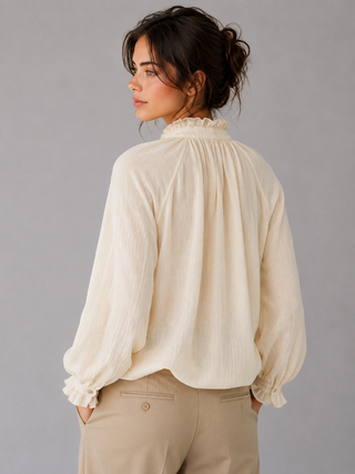 Eloise Textured Ruffle Collar Blouse