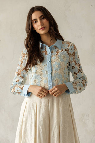 Secret Garden Floral Lace Button Blouse