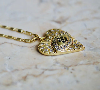 Evil Eye Heart Pendant Necklace