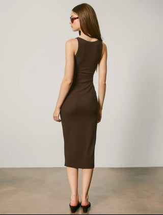Jessie Ribbed Knit Scoop Neck Bodycon Midi Dress