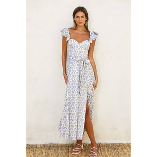 South of France Corset Flutter Dress – flutter detail – Into The Palms boutique