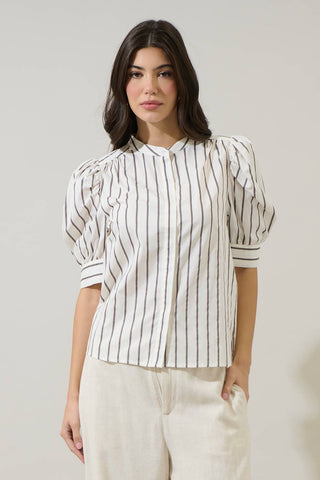 Kamara Striped Klina Drape Sleeve Top