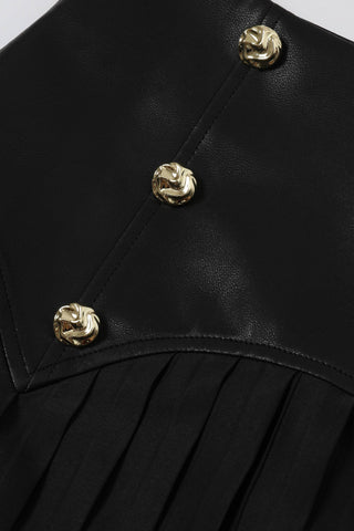 Bordeaux Pleated Faux Leather Skirt