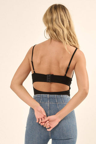 Lace and Rib-Knit Teddy Bodysuit