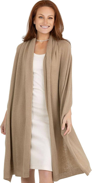 Velanio Camel 100% Cashmere Knitted Wrap