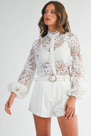 Lace Button-Up Blouse