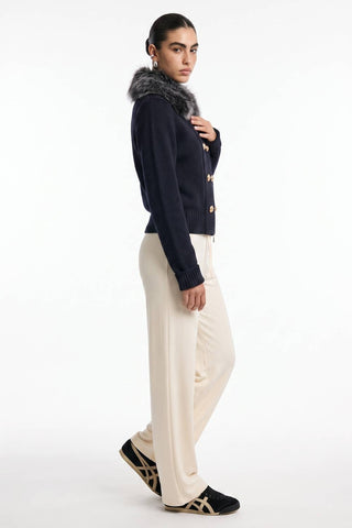 Lucienne Faux Fur Collar Sweater Jacket