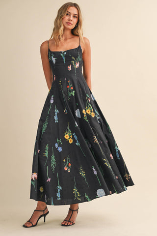 Wild Bloom Flared Maxi Dress