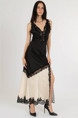Nocturne Lace Satin Maxi Slip Dress
