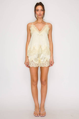 Lace Satin Camisole and Short Set