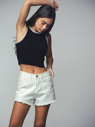 Scalloped Ribbed Knit Crop Top