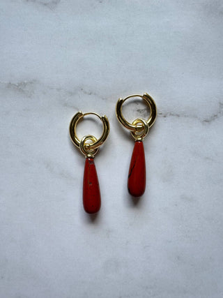 Amara Gemstone Drop Huggie Hoop Earrings
