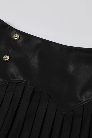 Bordeaux Pleated Faux Leather Skirt