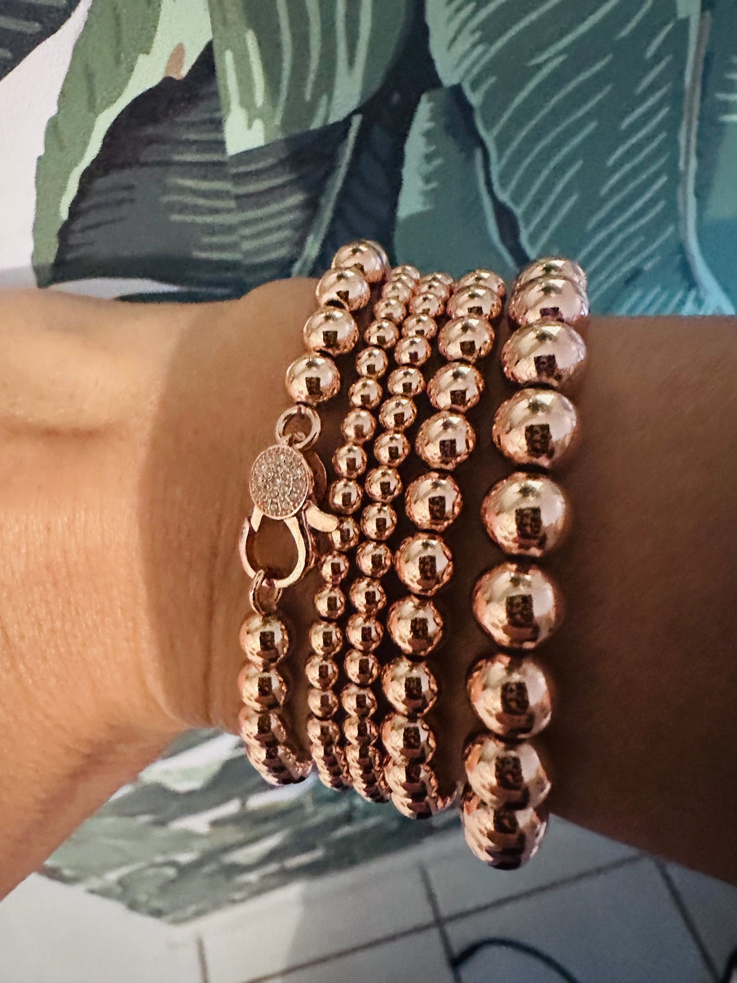 Coming Up Roses 5 Stack Rose Gold Beaded Stretch Bracelets