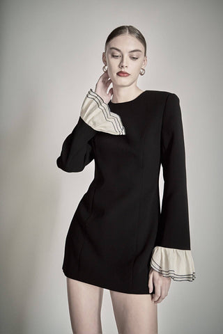 Black Label Ruffle Cuff Dress