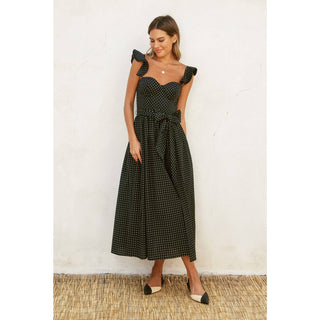 Pin Dot Corset Flutter Dress