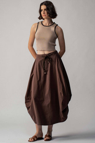 Scalloped Ribbed Knit Crop Top