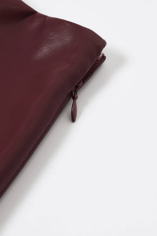 Bordeaux Pleated Faux Leather Skirt