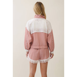 Colette Lace Detail Windbreaker Set in Kelly Green