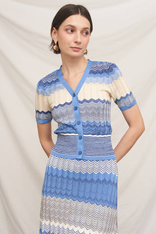Bellagio Blue Sky Chevron Pointelle Knit Set