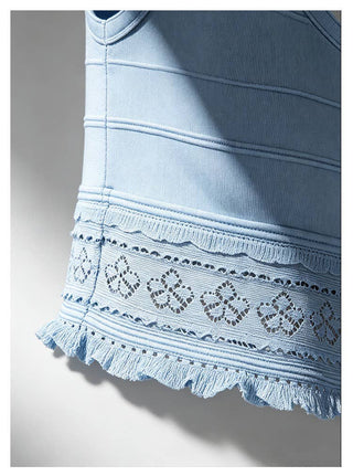The Varenna Set - Lace Knit Cropped Top and Openwork Maxi Skirt