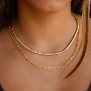 Gold Herringbone Chain Necklace - Gold Filled 4mm
