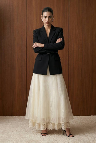 Layered Lace And Tulle Maxi Skirt