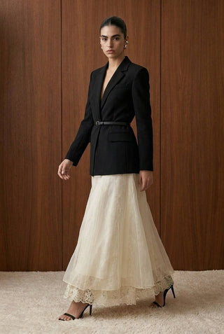 Layered Lace And Tulle Maxi Skirt