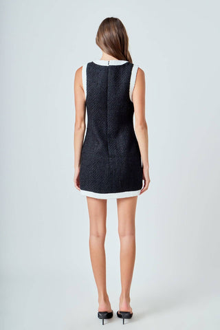 Monaco Muse Tweed Sleeveless Mini Dress