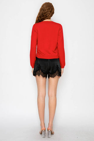Satin Lace Trim Lounge Shorts
