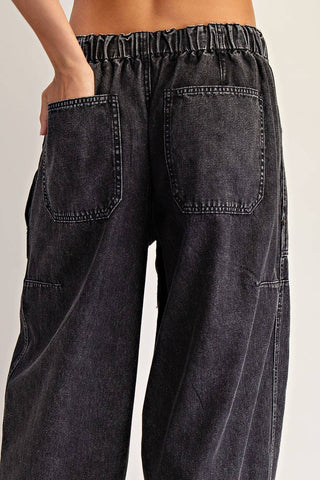 Washed Black Barrel Jeans