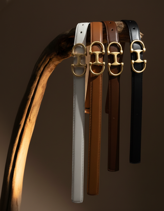 Horsebit Buckle Stitched Leather Belt