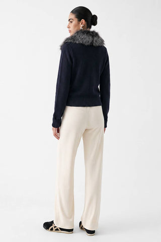 Lucienne Faux Fur Collar Sweater Jacket