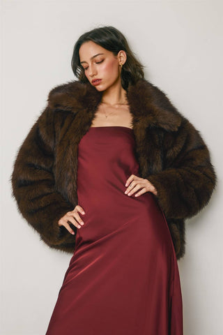 Wide Lapel Faux Fur Jacket