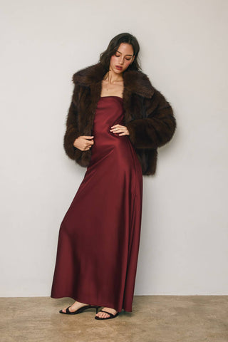 Wide Lapel Faux Fur Jacket