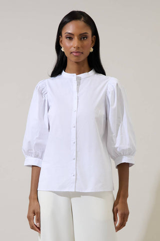 Raveny Button Up Puff Sleeve Shirt